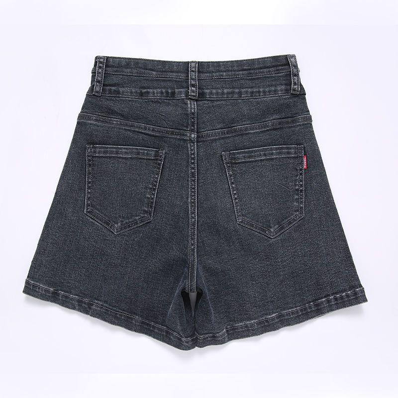 Women's Plus Size High-Waisted Elastic Denim A-Line Shorts - Summer Slimming Wide-Leg Trendy Hot Pants