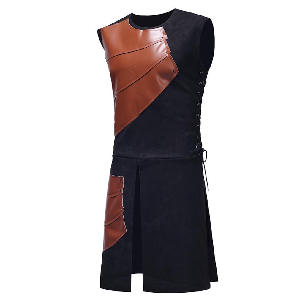  MenTops Party  Leather Vest Laced Up Sleeveless Cosplay Custome Blouse