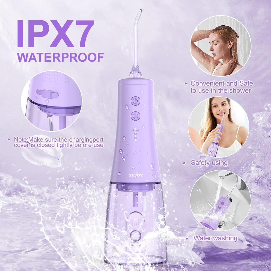 350mL/12oz Water Flosser with 3 Modes 6 Jet Tips,Dental Oral Irrigator USB Rechargeable Cordless Water Dental Picks for Teeth Cleaning,IPX7