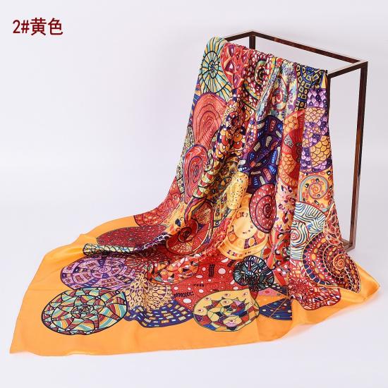 90 cm Stort Firkantet Skjerf For Vår- Og Sommermote, Allsidig Og Stilig, Trykt Silkeskjerf For Kvinners Dekorasjon, Kombinert Med Sjal-skjerf