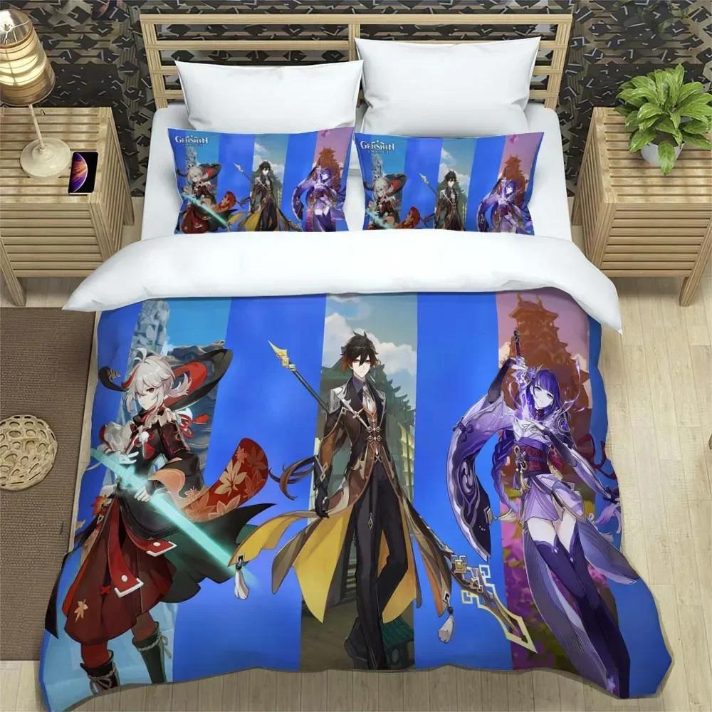 

Genshin Digital Printed 3D Duvet Cover Bedding Set Comforter Linen Pillowcases Home Decor Single Double Twin King Queen 135x200cm
