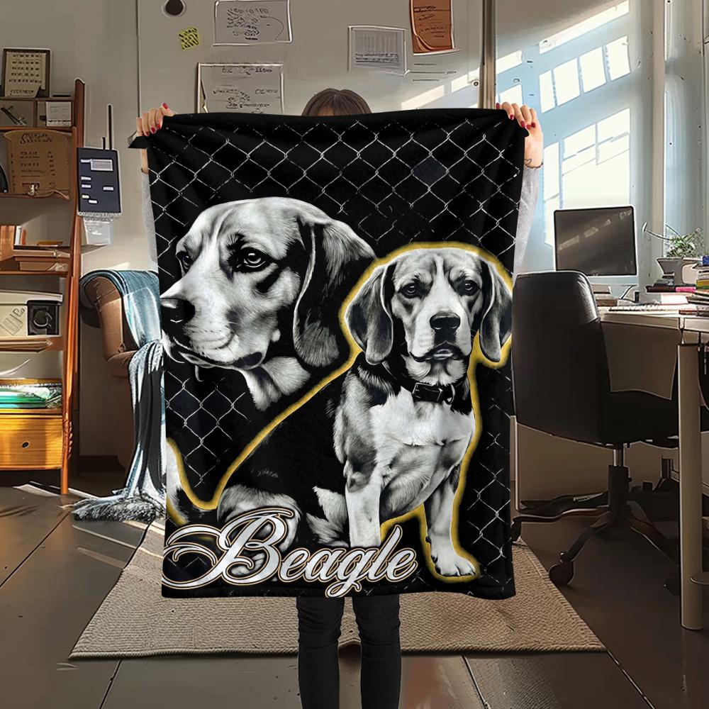 

Split Mirror Elk Husky Beagle Print Flannel Blanket,High quality Comfortable for All Seasons,Home Decor,Warmth and Comfort,Perfect for Christmas Gifts 80cm x 120cm