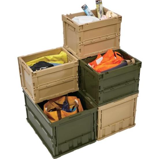 TRUSCO Thin Folding with Locking LS Storage Container, 50L, Lid, Color, TR-C50B-LS, Case/Box