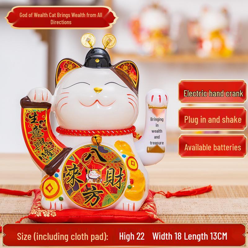 Large Waving Hand Lucky Cat Ornament - Cashier Desk Home Decor Gift