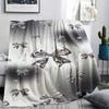1Pc Silver Bow Print Flannel Blanket, High Quality Comfortable for All Seasons, Home Decor, Warmth and Comfort, Perfect for Gifts