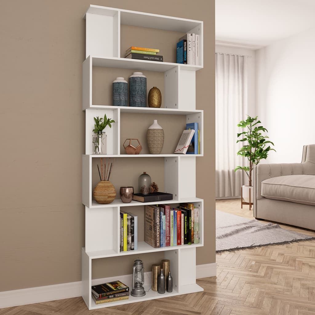 vidaXL Bücherregal/Raumteiler Weiß 80x24x192 cm Holzwerkstoff anti-blitz weiße