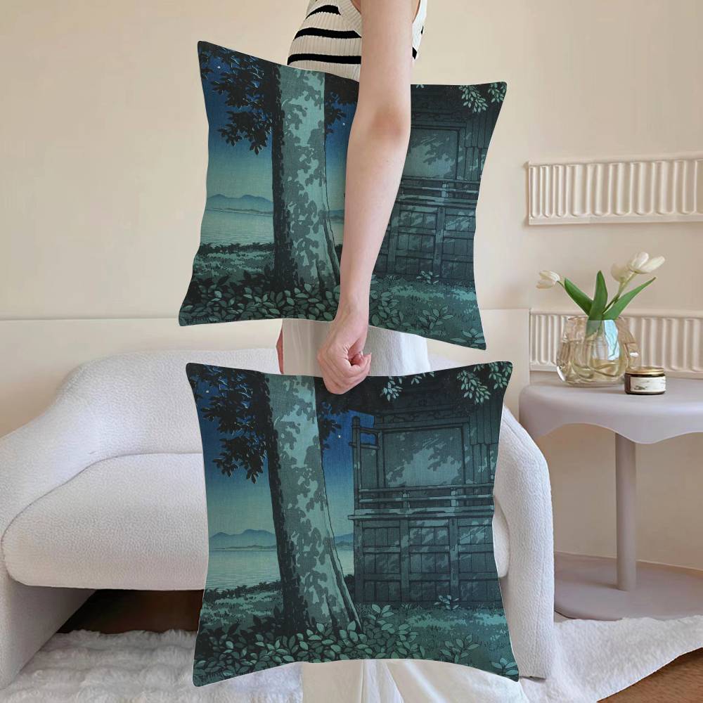 Hasui Kawase Povlak na polštář Dekorativní povlaky na polštáře na pohovku a do obývacího pokoje Prachotěsné a odolné proti roztočům Neviditelný zip