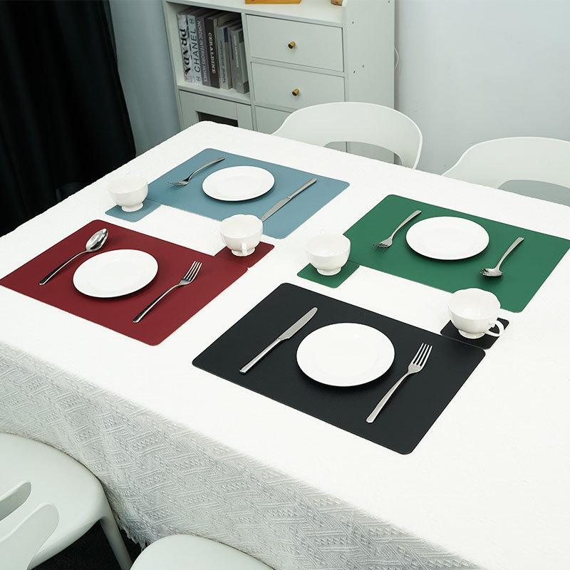 Nordic style imitation leather placemat waterproof and oil-proof placemat thermal insulation table mat hotel household western food mat