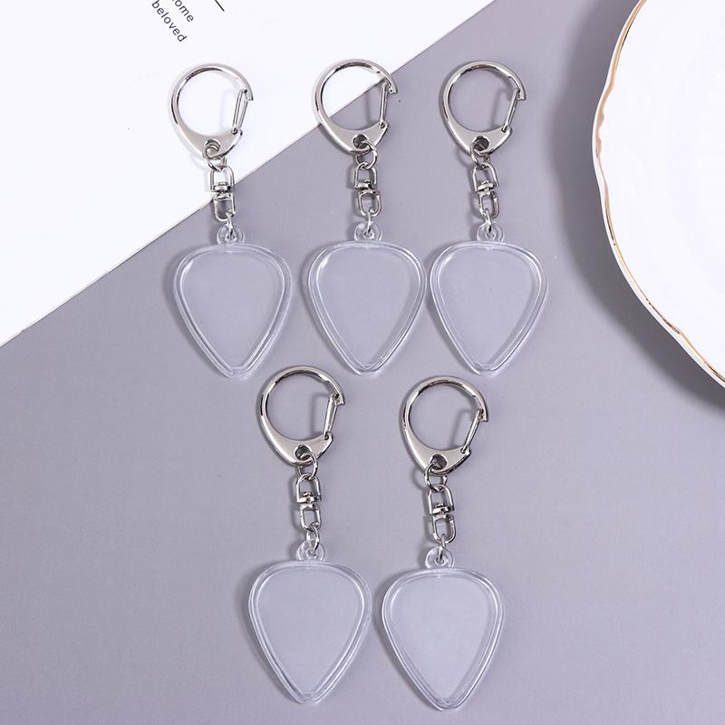 3/5Pcs Guitar Pick Collection Box Keychains Transparent Photo Frame Replaceable Detachable Pendant Musical Accessories
