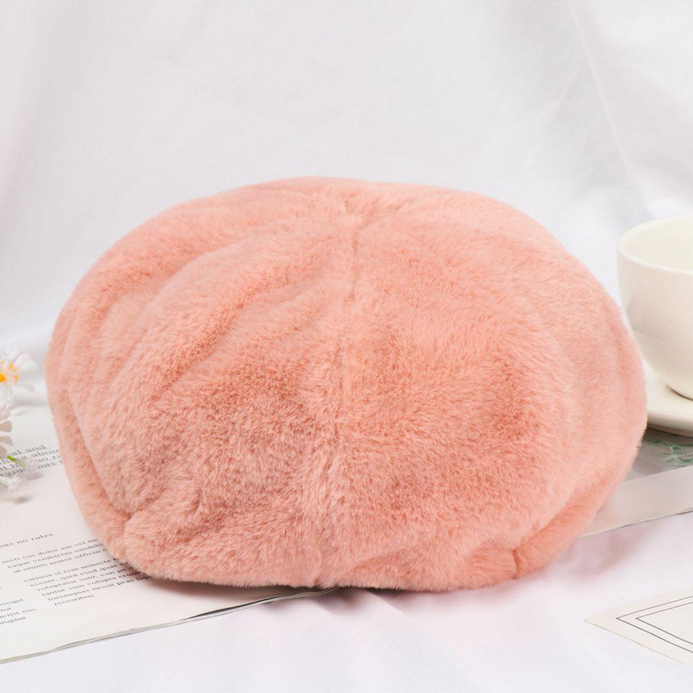 Fashion Plush Pure Color Vintage Ladies Beret Classic Female Bonnet