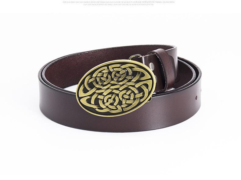 Stylish Men's Retro Full Grain Cowhide Belt with Smooth Buckle