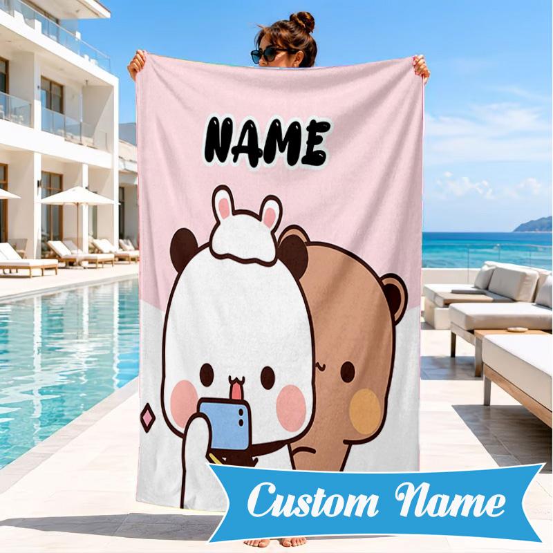 Personalisierbares Strandtuch Bobo Dudu Mikrofaser-Strandtuch, Leicht für Sommerreisen, Schwimmbad-Fan Geburtstagsgeschenk