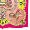 [USED]It HERMES Carre 90 Scarf and 90x90 Pink Lime Green Silk E1 [Buy Now] [PAPEROLES (Paperoles/Carriage Nobleman)] 100%