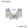 CARLIDANA Exaggerated Big Flower Personalized Hollow Out Leaf Open Wide Bangle Stainless Steel Non Tarnish Cuff Bracelet Women