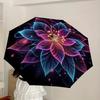 1pc Neon Lotus Fashionable Automatic Opening/Closing Folding Umbrella with 8 Iron Bones, Plastic Handle yy251015006