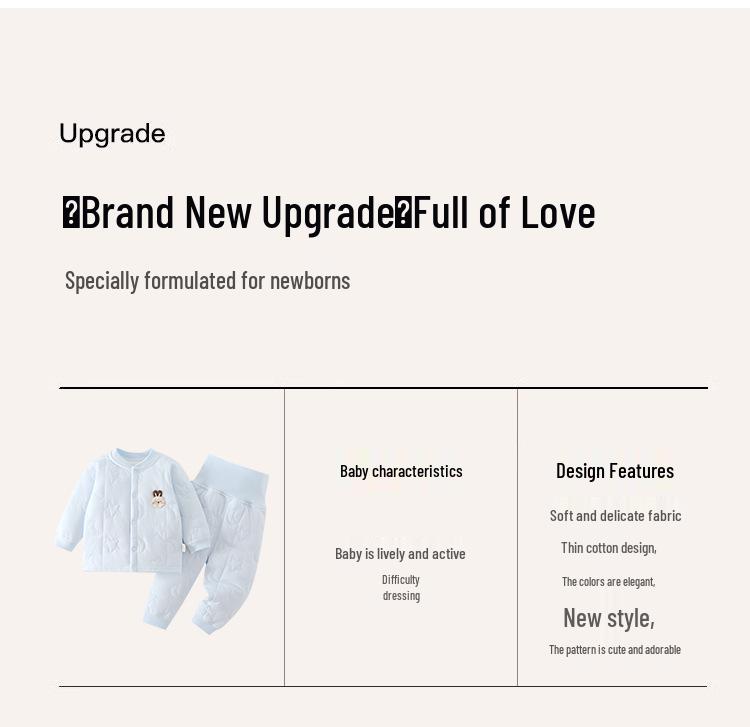 Jingqi Gestepptes Baby-Set - Herbst/Winter Warm Geteilte Kleidung & Unterwäsche