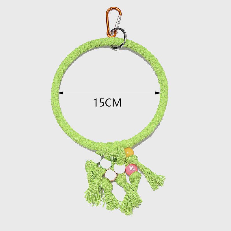 Parrot Cage Swing Toy Round Triangular Iron Wire Cotton Thread Hanging Ring For Bird Pet Birds Toys Accessories Supplies