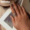 WOSTU 925 Sterling Silver Dreamcatcher Open Ring With Nano Opal Stone For Women Wedding Lucky Gift Fine Jewelry Boho Style
