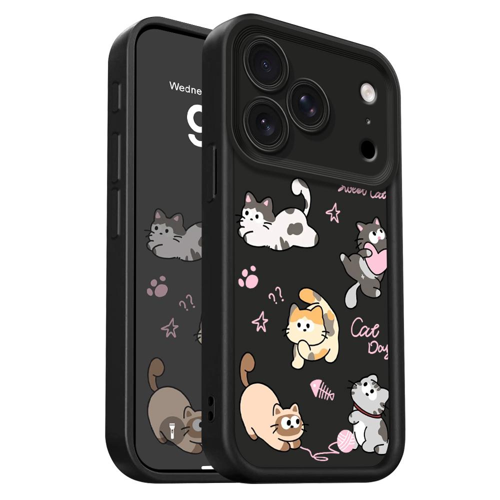 

Playing Cute Cat Phone Case For IPhone 17 Air 16 16E 15 14 Plus Pro Max Staircase Soft Cover iPhone 14 чорний