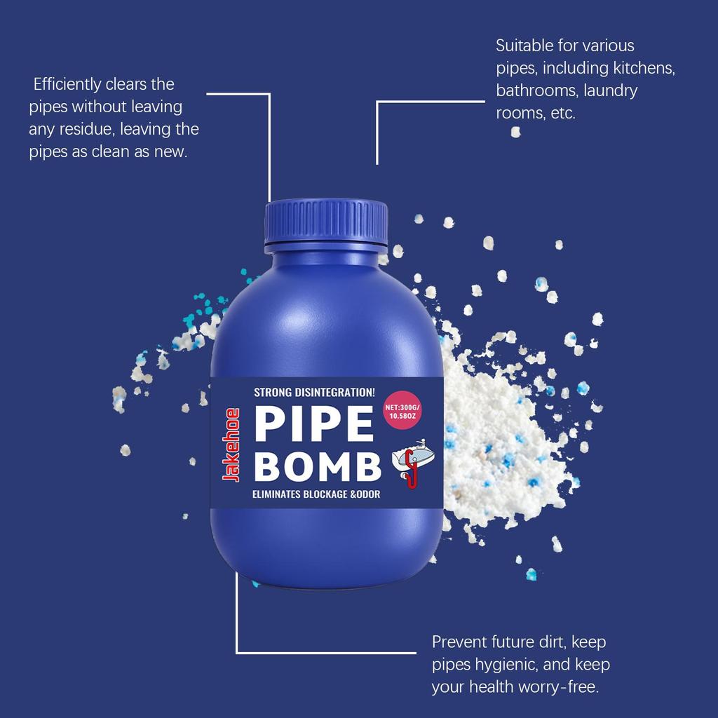 300g Kraftfullt Avloppsrengöringspulver Snabbtverkande Rörrensare Tar bort Hår Fett Matavfall för Köksho Badrumsdusch Toa