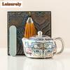 High End 999 Gilded Silver Teapot Boutique Taotie Pattern Xishi Pot Tea Making Kettle With Ball Hole Filter Tea Accessories Gift
