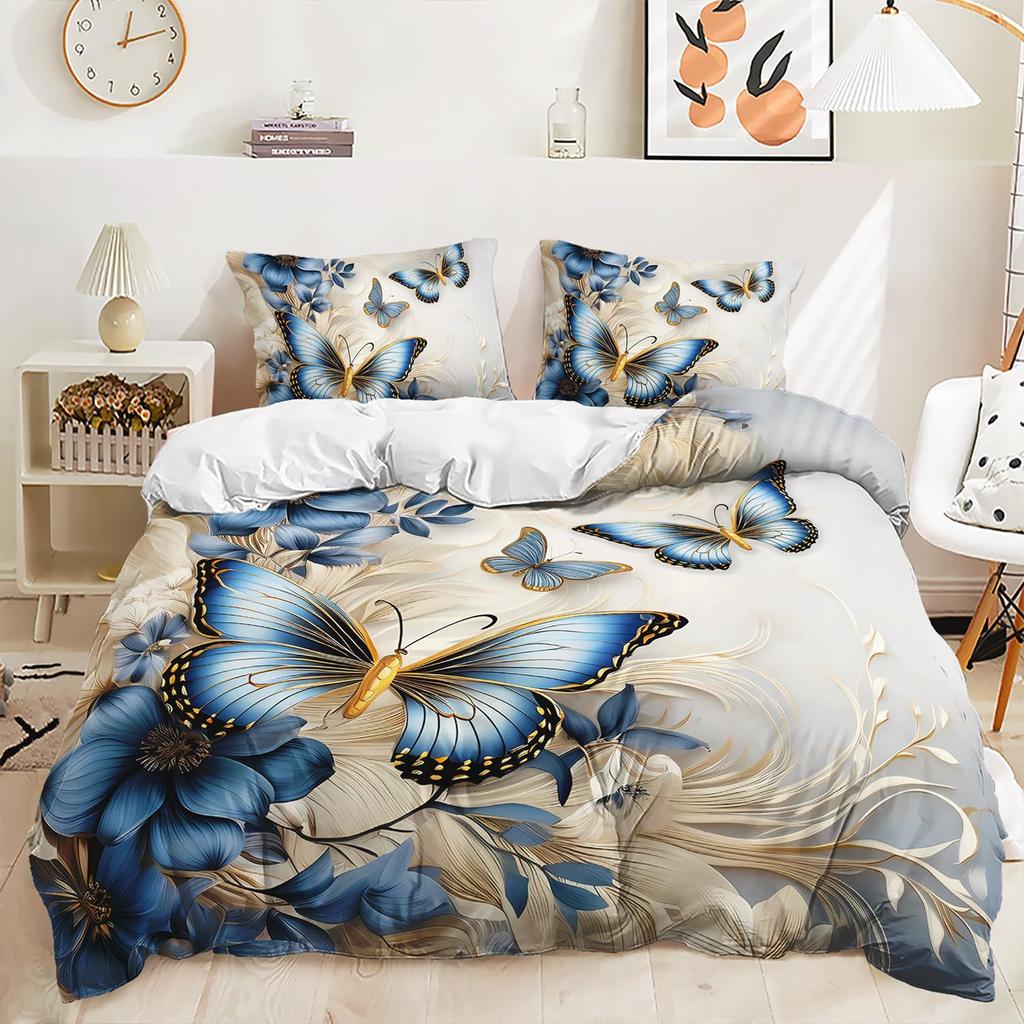 Cartoon Butterfly Down Comforter Set Bedding Set 3-piece Duvet Cover Set