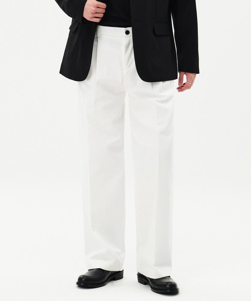 TOPBOY Essential Cotton Two-Tuck Wide Chino Pants Ivory