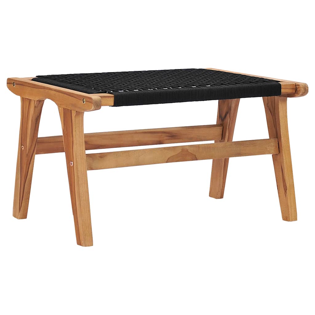 Teak Wood Sun Lounger with Footrest and Rope Design
