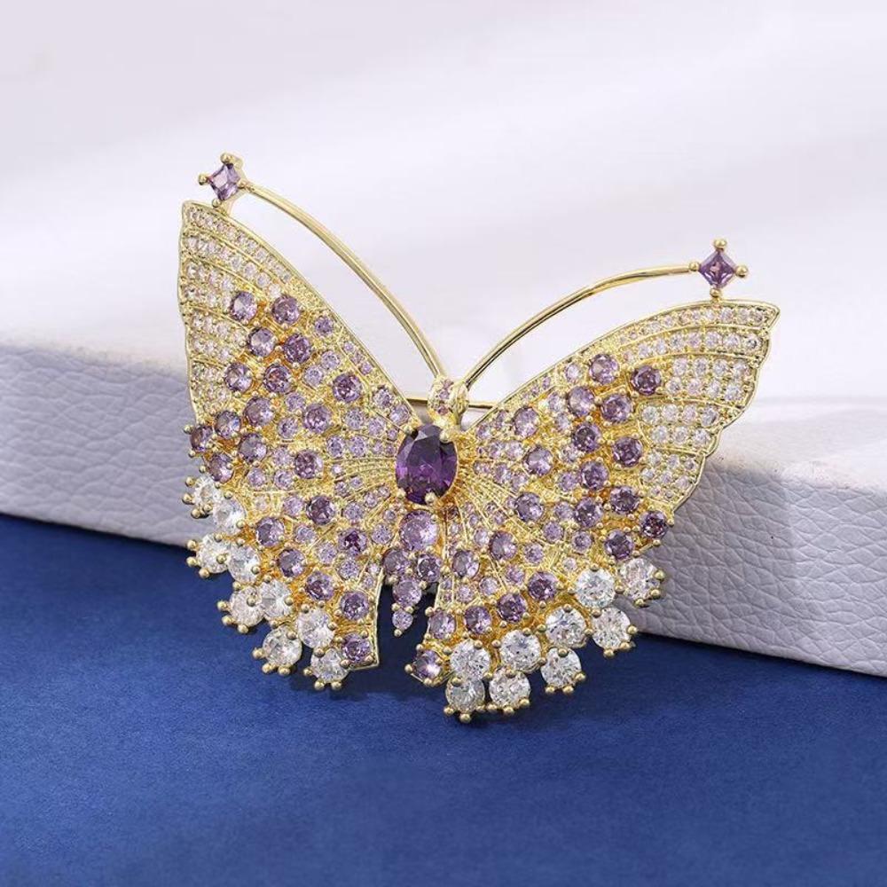 Diamond Butterfly Versatile Simple Brooch Flower Anti-light Pin Clothing Accessories Corsage