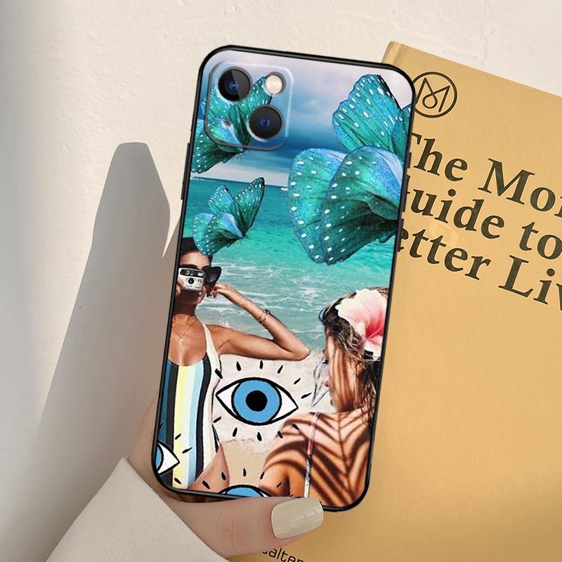 Surf Beachy Blue Summer Collage Phone Case For iPhone 17 16 15 14 13 11 12 Pro Max Mini XR 16e 15 16 Plus 17 Air Full Cover