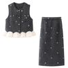 Women's Elegant Spring 2026 Daily Commute Suit – Vest and Half Skirt Set, New Year Style (A86C054)