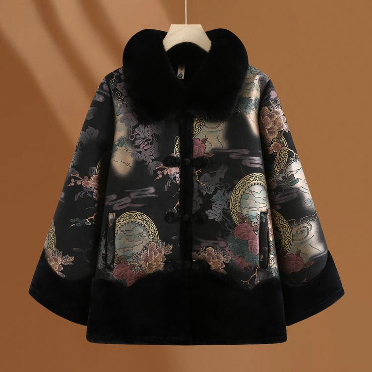 

Зимняя куртка короткая флисовая утолщенная женское пальто для среднего и пожилого возраста свободного большого размера 5XL чёрный