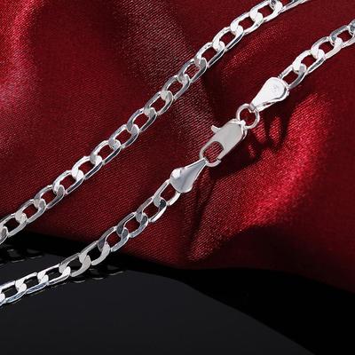 Collana a catena laterale da 4 mm in argento sterling 925 da 16-30 pollici