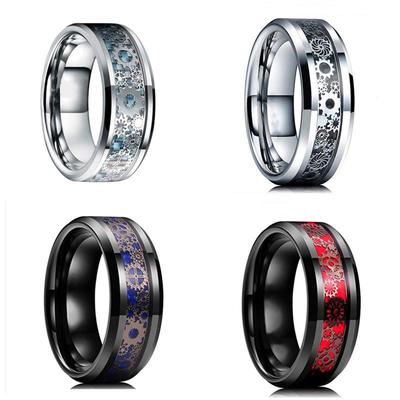 Stainless Steel Gear Ring: European & American Fashion for Men