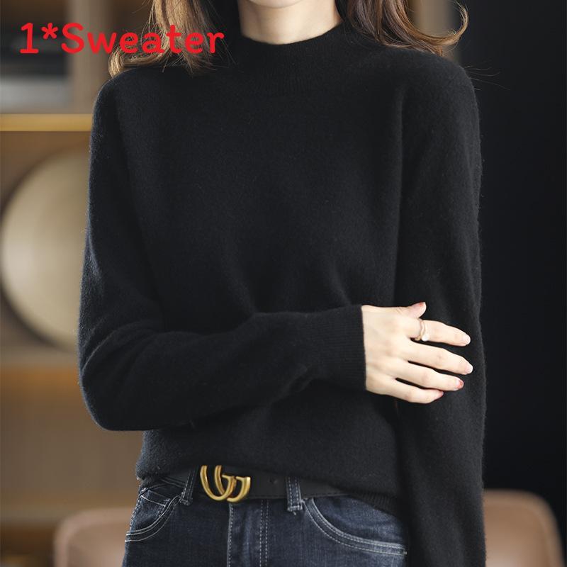 Womens Autumn Winter Knit Sweater With High Neck And Ribbed Design For Casual Wear