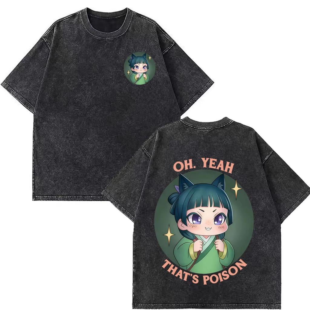 2026 Summer Hot Sale Anime The Apothecary Diaries Print Vintage Washed T-shirt Men Women Vintage Top Hip Hop Streetwear Oversized T-shirt