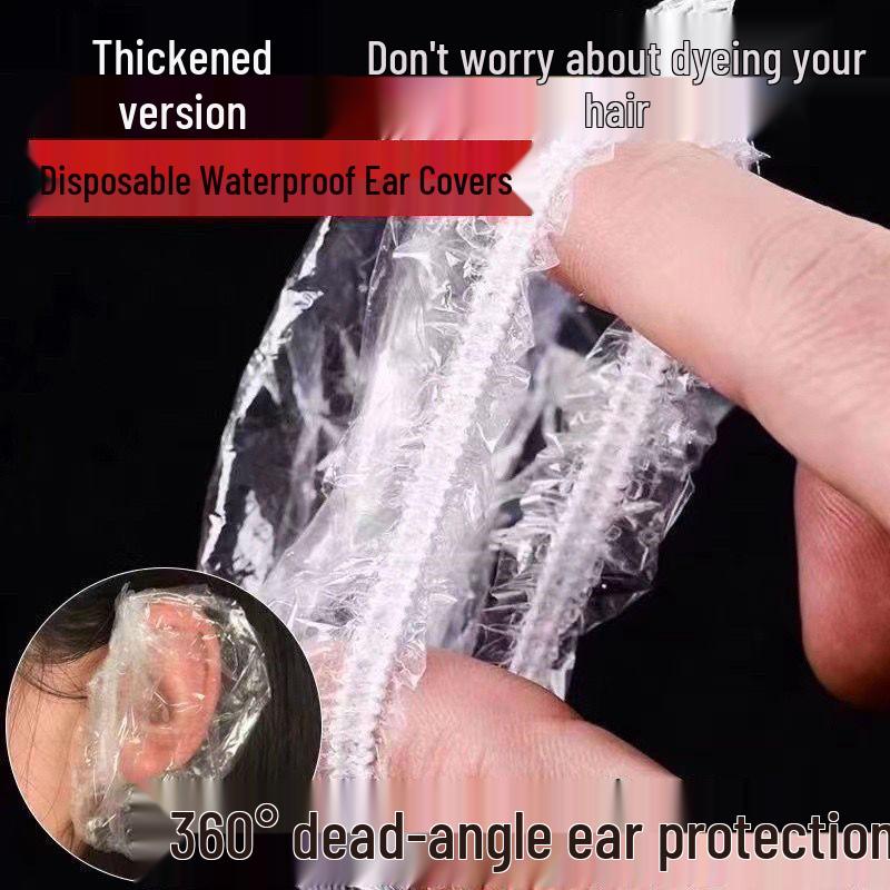 

Водонепроницаемые одноразовые накладки на уши для окрашивания волос, купания и использования в салонах красоты - Утолщенная защита для парикмахерского дела и мытья волос.