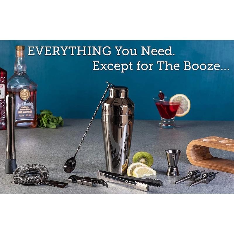 Sada koktejlových barů Mixology Bartender Kit: 10dílná sada tyčového nářadí se stylovým bambusovým stojanem