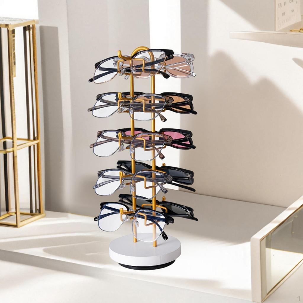 5 Tier Eyeglass Display Stand with Rotating Feature for Sunglasses Storage
