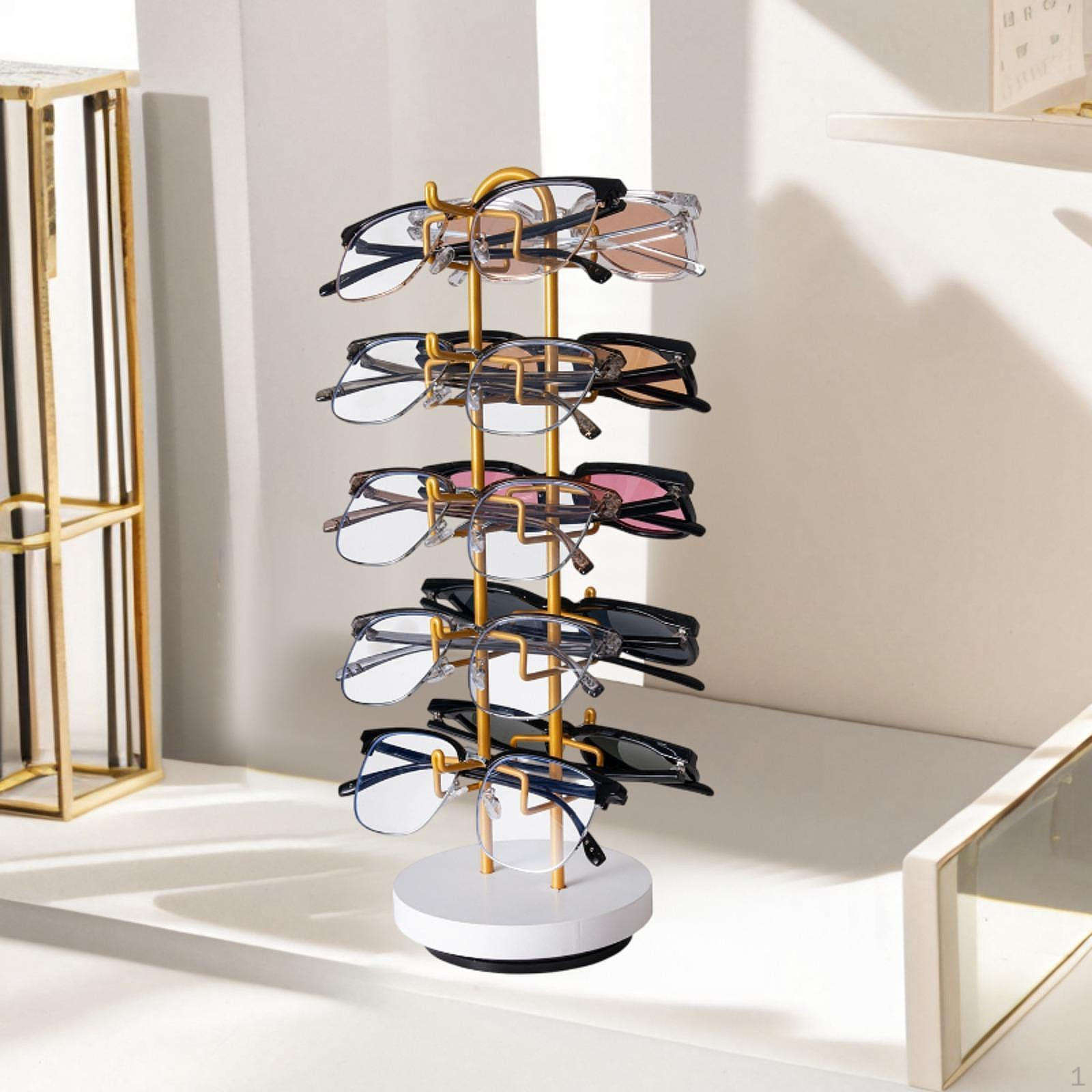 

5-ярусная подставка для очков с вращающейся функцией для хранения солнцезащитных очков золотой