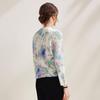 Women's Mulberry Silk Art Print Long Sleeve Knit Top