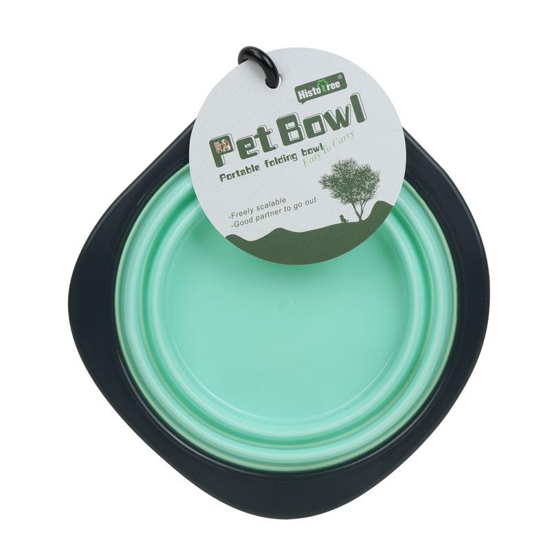 

Bowl Folding Pet Dog Bowl Going Out For Feeding Drinking Water Dog Basin Portable Cat Bowl Supplies Pet зелений