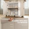 Isola Cucina con Stazione di Ricarica, Carrello da Cucina su Ruote con Piano di Lavoro Pieghevole, 2 Cassetti, Bianco