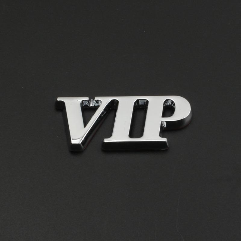 New Personalized VIP Car Logo Car VIP Word Logo Side Logo Decorative Sticker Modified Metal Tail Logo JP Car Sticker