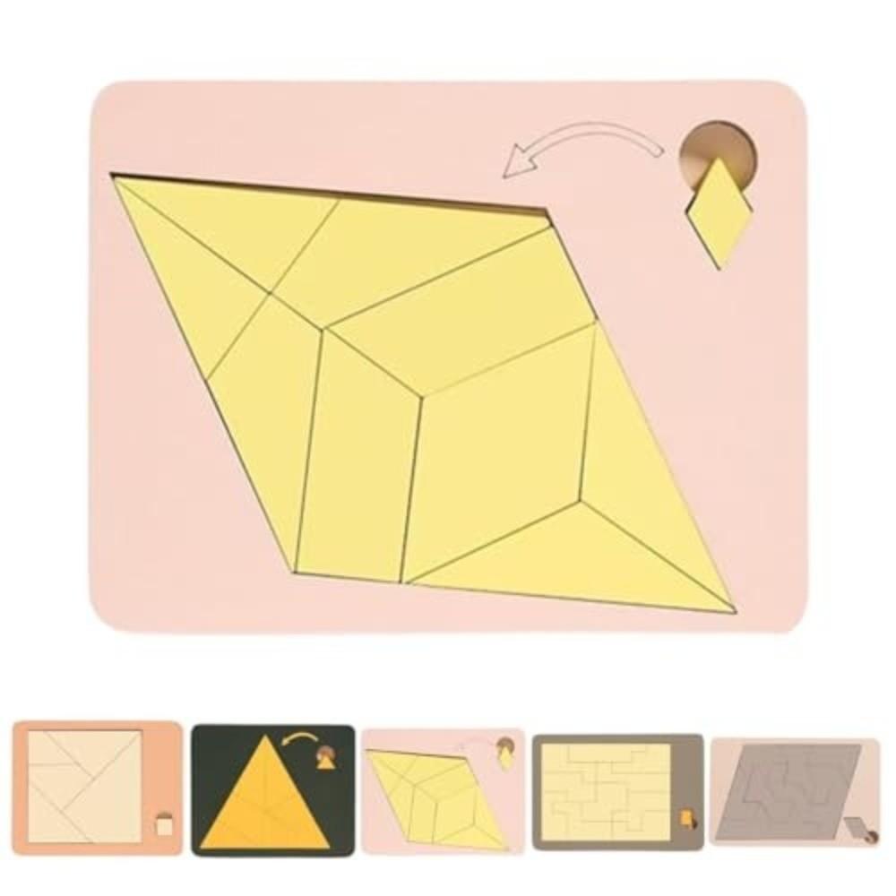 Irregular Shape Wooden Block Puzzle Colorful Brain Teaser Game Geometric Puzzles  Educational Toys