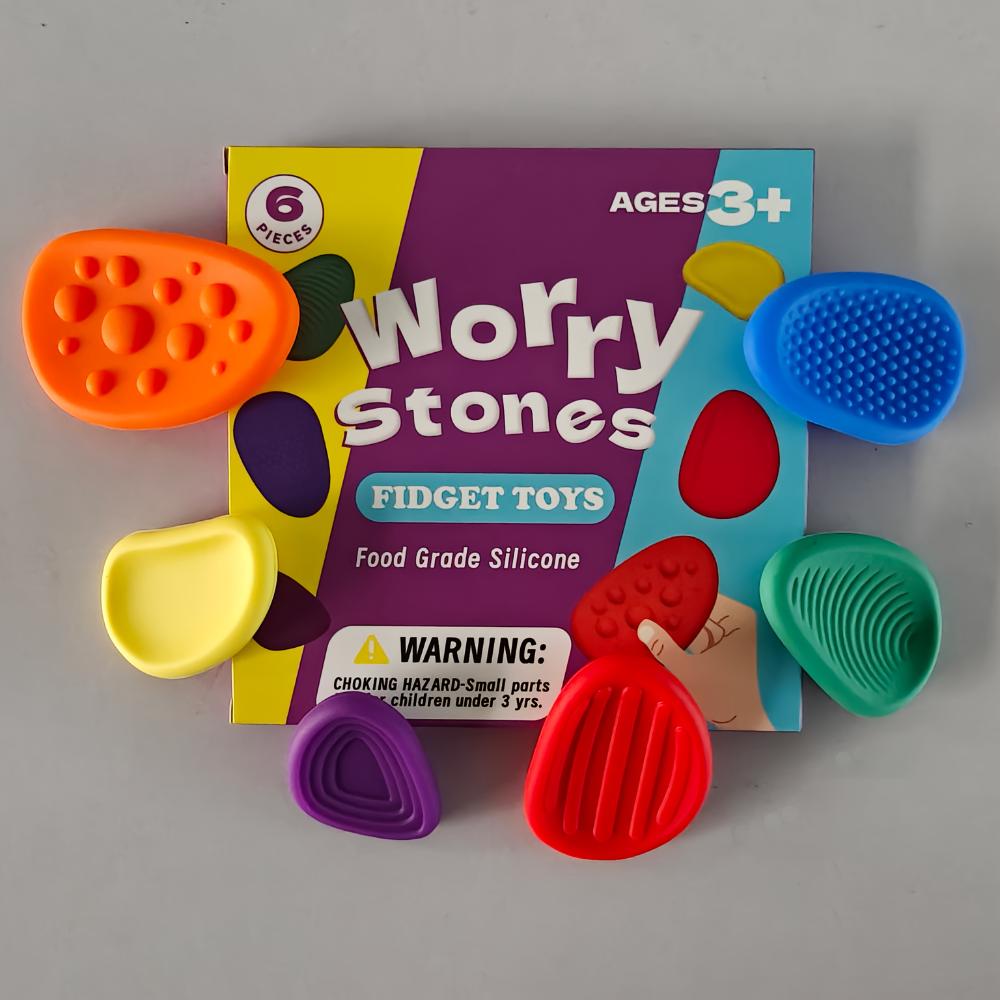Toys Sensory Stone 6 Pack Textured Worry Stone Social Emotional Feelings Toys For Special Need Stress Relief Toys For Autism Kid