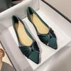 Single shoes women's 2025 spring and autumn Korean version shallow mouth bow lady shoes soft sole pointed flat sole soft sole comfortable
