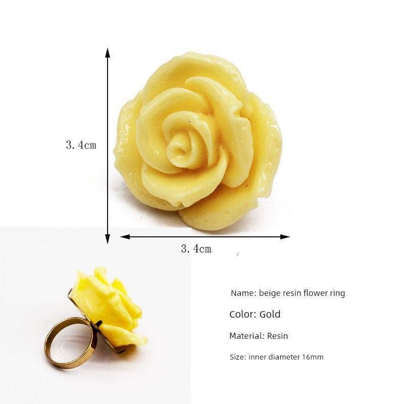 

Fashion Style Popular Distressed Alloy Ornament Resin Flower Eye Beard Retro Punk Skull Double Finger Ring 4 Resin Flower Ring 16mm