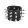 Spiked Studded Bracelet Black Leather Rivets Punk Bracelet Cuff Wrap Bangle Metal Snap Button Wristband for Men Women
