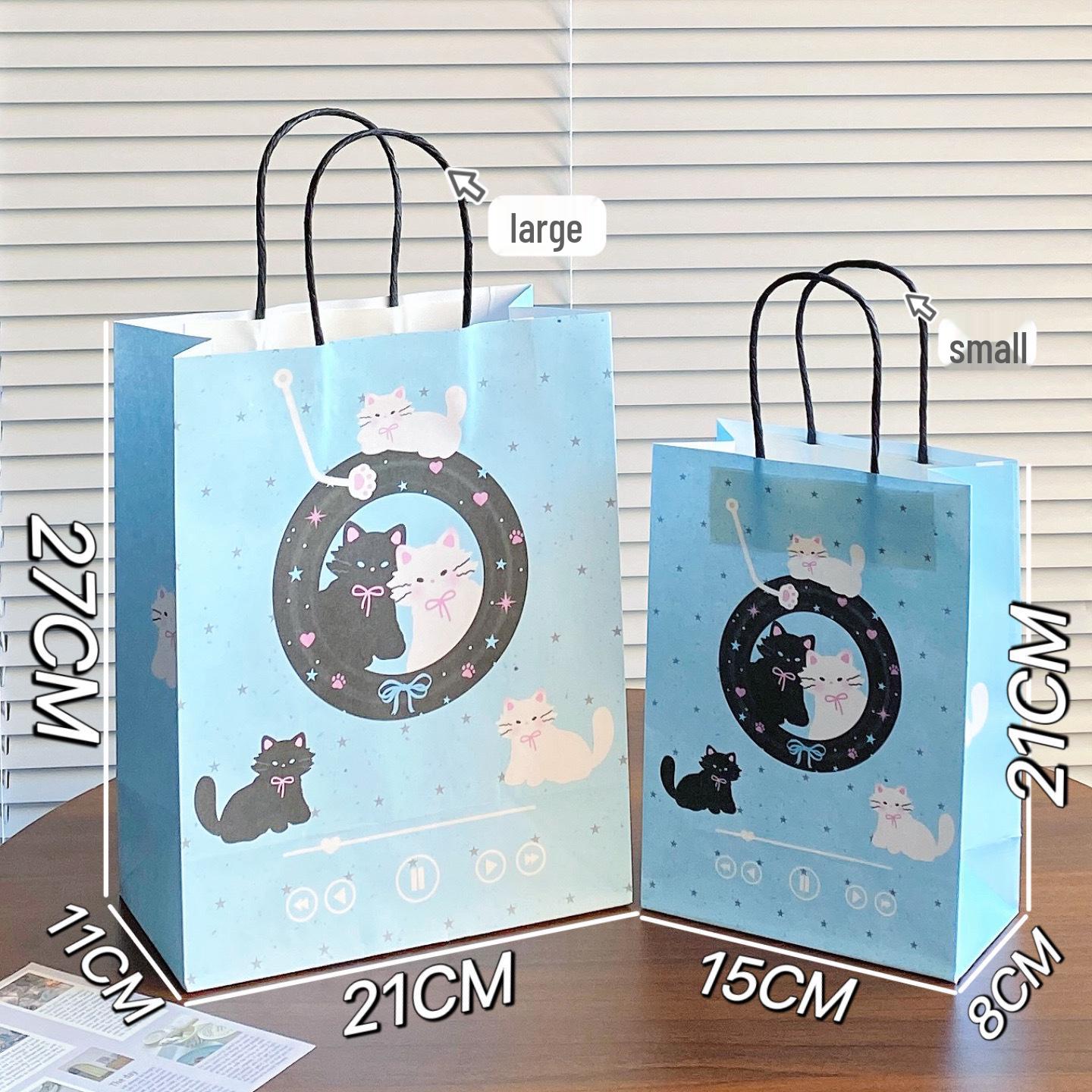 Модная синяя подарочная сумка с котенком и щенком: Милый, Стильный, Высококачественный Картон для Друзей и Лучших Подруг